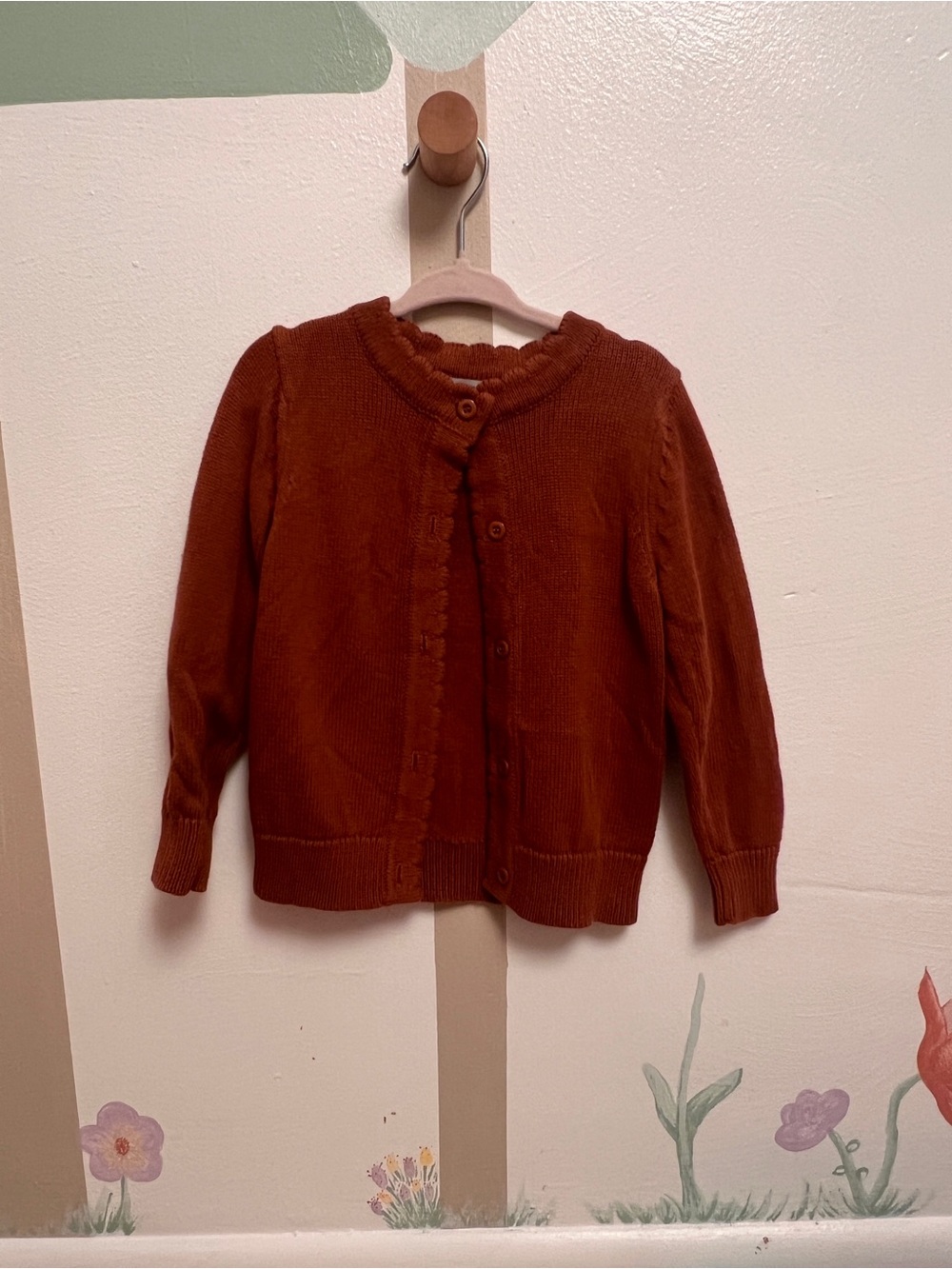 Kids' Button-Front Knit Cardigan in Rust